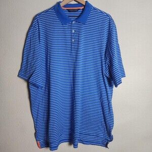 Polo Ralph Lauren Polo Shirt Mens 2XL Blue Stripe Pima Cotton Golf Short Sleeve
